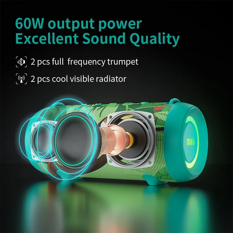 mifa A90 グリーン Bluetooth スピーカー 60W 出力電力