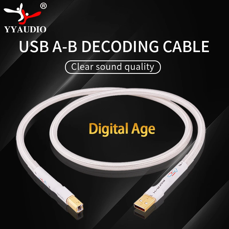 YYAUDIO Hifi USB Cable High Quality Type A to Type B Hifi Data Cable 6N