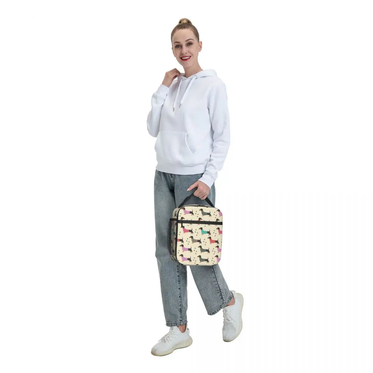 Custom Dachshund Dackel Seamless Pattern Lunch Bag Men Women Cooler Warm Insulated Lunch Box for Student School