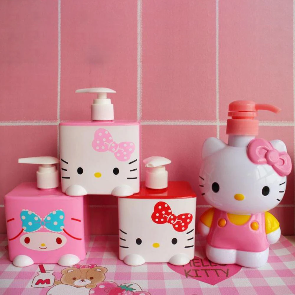 

Kawaii Cute Hello Kitty Cartoon My Melod Bathroom Shampoo Body Wash High Volume Press Cosmetic Hand Sanitizer Sub Bottle