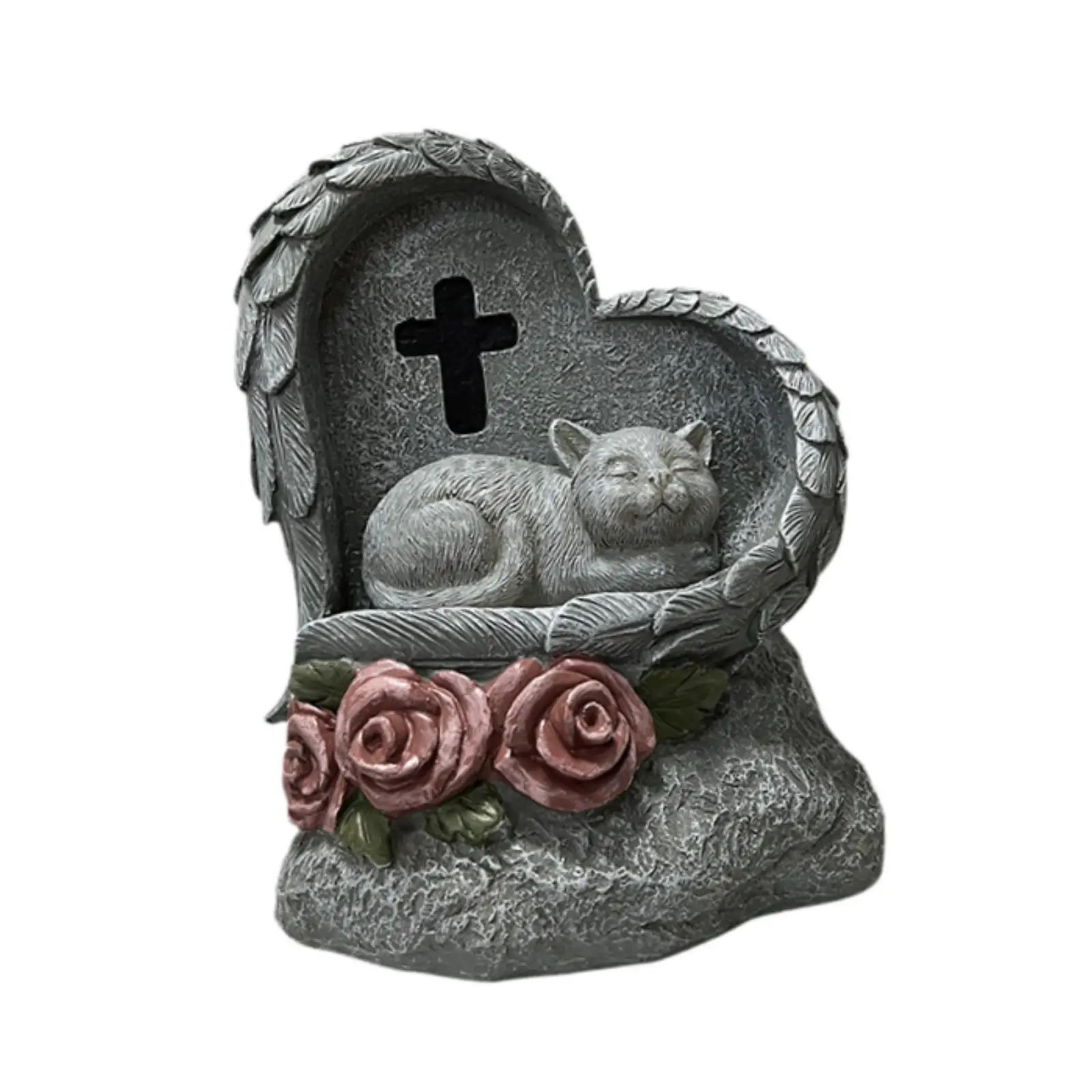 Pet Memorial Headstone Statue Backyard Sola Powered Outside Pet Grave Marker
