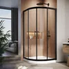 Corner Shower Doors 36.7 in. X 72 in. Neo-Round Sliding Shower Door in Black Finish, 1/4 in. Clear Glass Shower Door 1