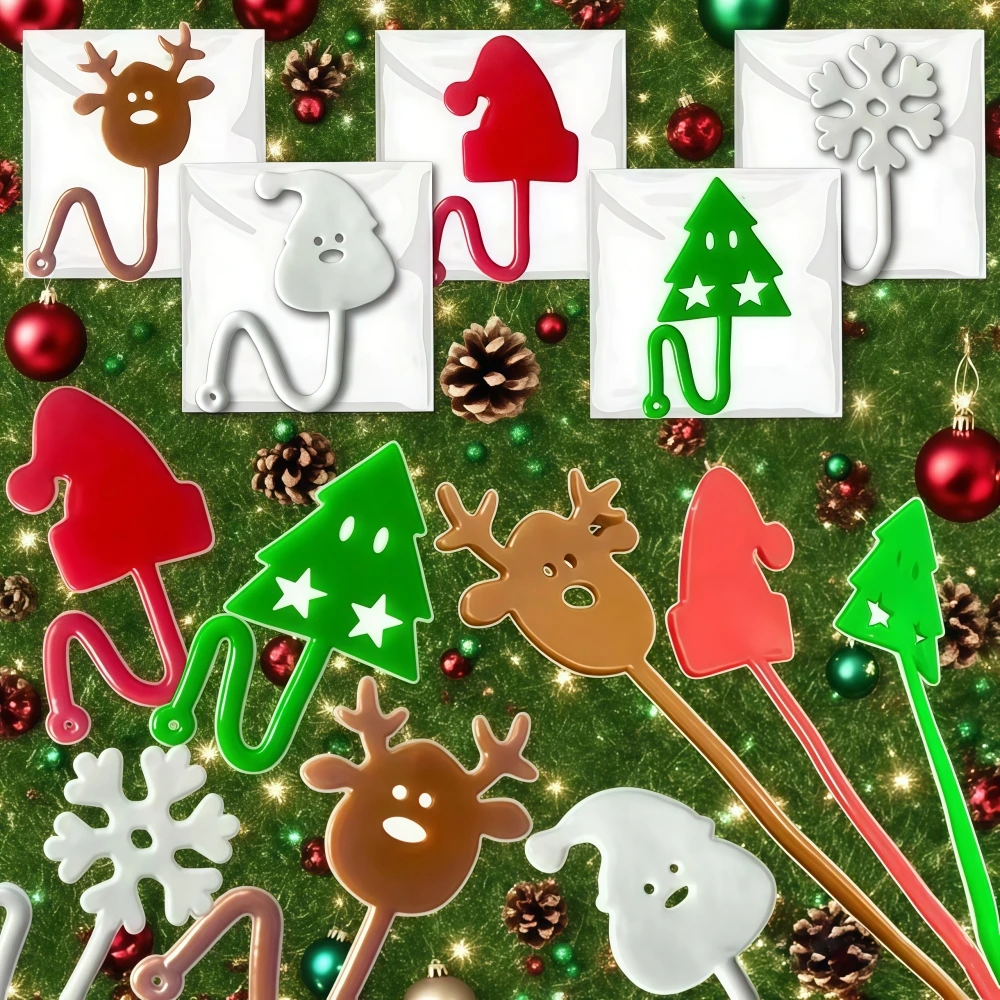 Cute Cartoon Christmas Tree Snowflake Elk Sticky Hands for Christmas New Year Carnival Party Gift Pinata Gift Bag Filler 10-50PC