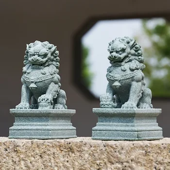 FU Foo chiens paire gardien Lion Statues chinois Feng Shui Figurines décoratives maison salon Bar café décor bureau ornement 1