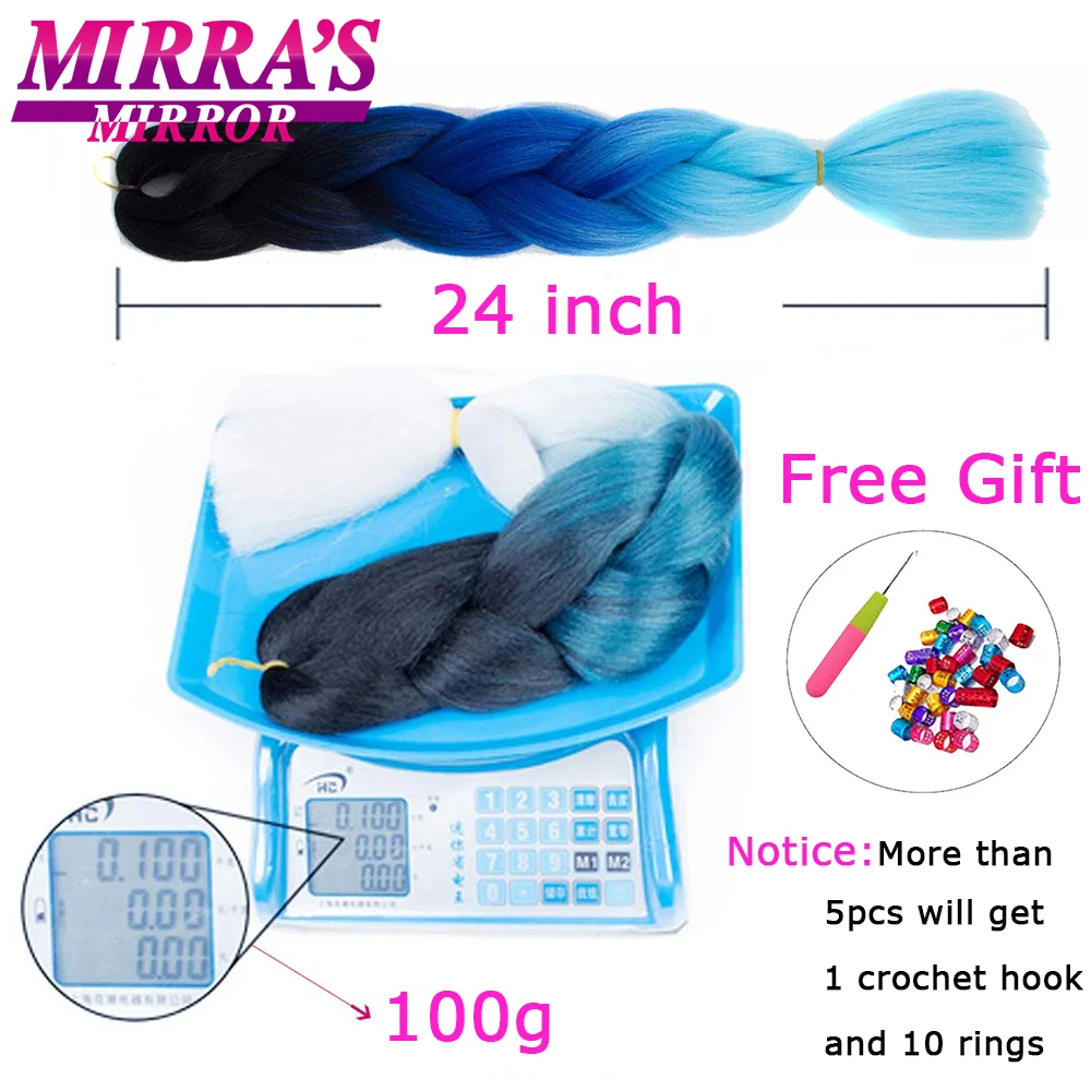 24 Inch Jumbo Braids Extensions Synthetic Braiding Hair Afro Ombre Color Fake Hair for Woman Braid Purple Blue Pink White Hair – Detail 2