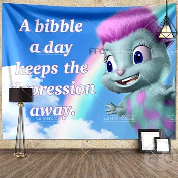 Bibble SenciMeme Tapisserie, Dessin Animé, Couverture Murale, Décor de Chambre, Fond Esthétique, Grille, Tapis, Décoration de La Maison 1