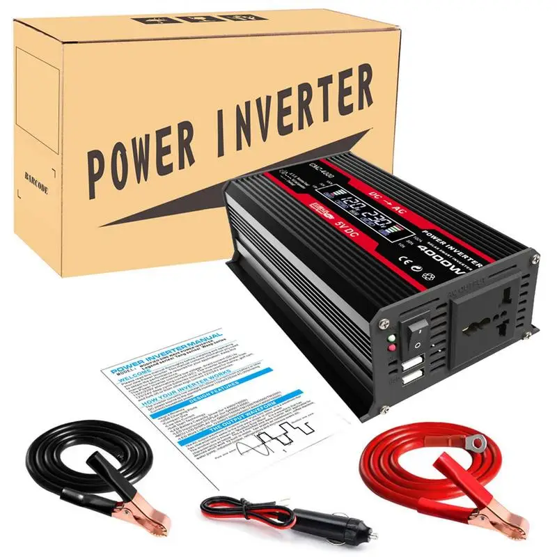 4000W Pure SineWave Inverter 12V To 220V 110V Dual USB Voltage Transformer Power Converter Car Inverter Adapter For Home car converter,power inverter converter