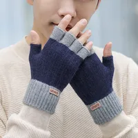 Gants tricotés demi-doigt sans doigts pour hommes, 2 paires, pour le bureau, chauds, épais, élastiques, pour la conduite, hiver 2