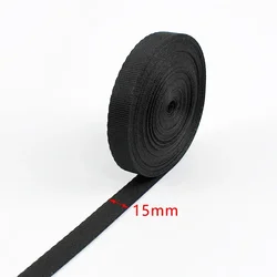 Black Nylon Webbing Tape for Bags, Straps, Ribbons, and Decorations - 5M 10 - 100mm (Black - 15mm)