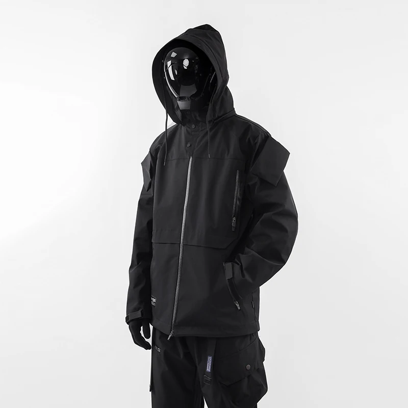 

WHYWORKS 22AW Techwear композитный штурмовик, многофункциональная Съемная куртка с капюшоном, темная одежда, черное Tech пальто, уличная мода