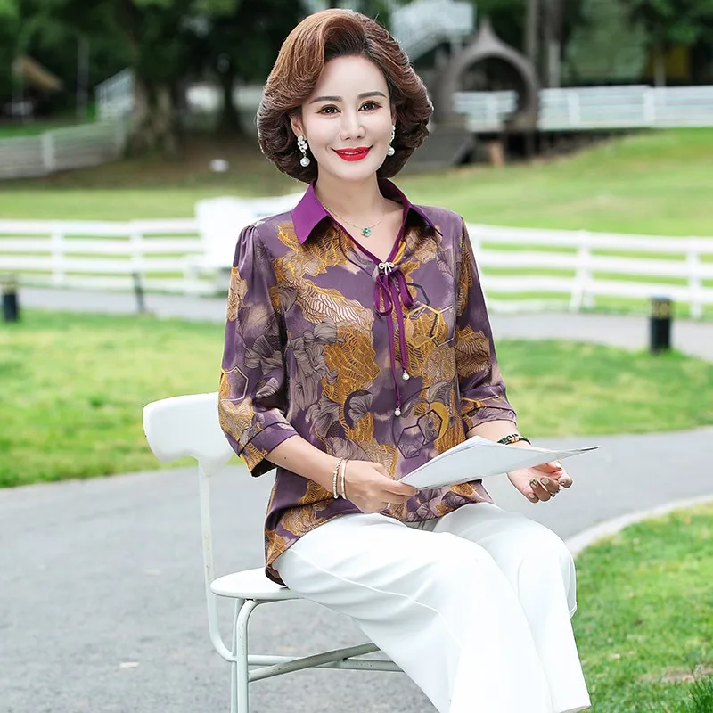 بلوزة نسائية فضفاضة مطبوعة بالنباتات ، ملابس نسائي...