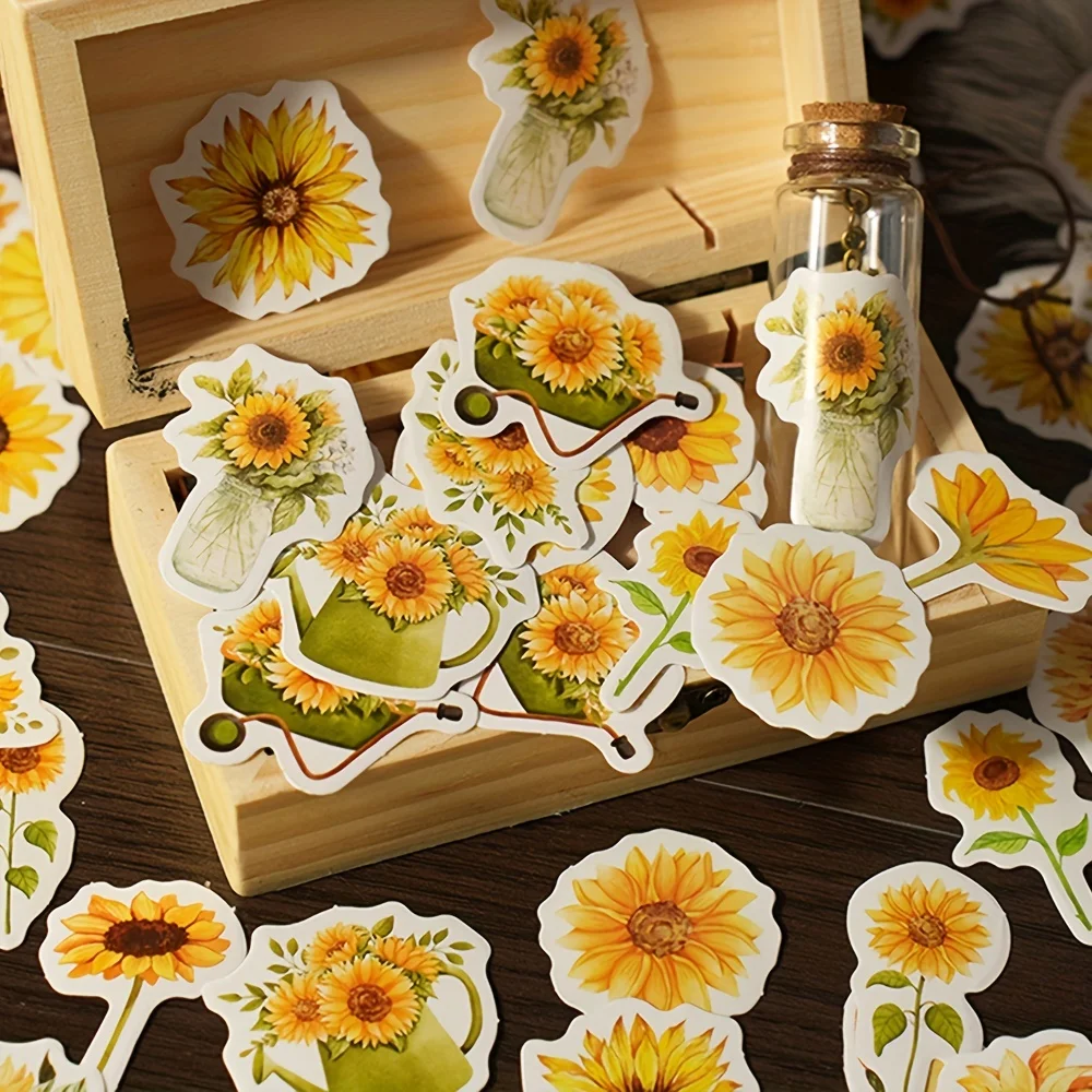 

46 шт./коробка бумажные наклейки Sunflow самоклеящиеся Цветочные Декоративные наклейки для коллажа скрапбукинга «сделай сам» журнальный подарок