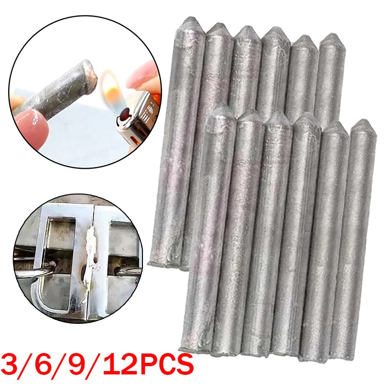 3/6/9/12pcs Universal Welding Rods,Easy Melt Low Temperature Welding Rod for Copper Iron Stainless Steel,Aluminum Repairing Kits