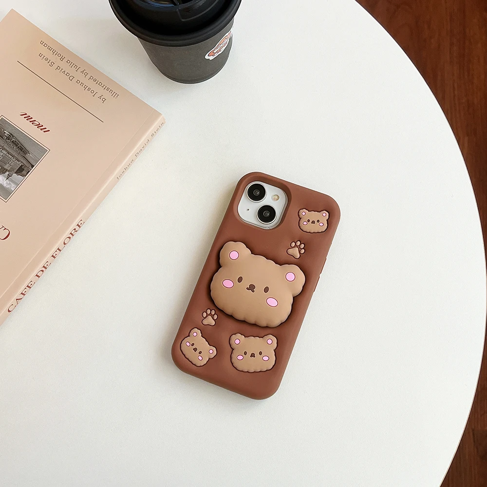 Charming Kawaii Bear Soft Silicone Stand Holder Case