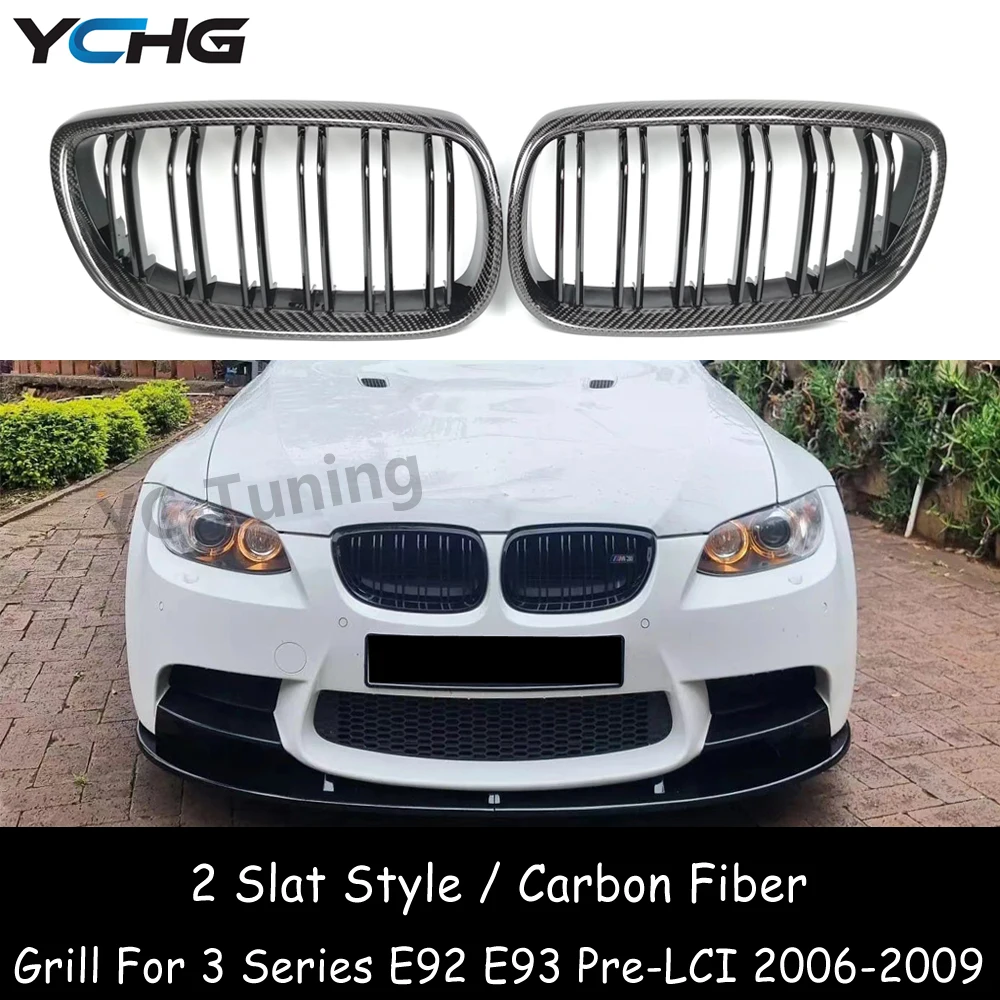 

М3 E92 ABS + глянцевые черные передние бамперы из углеродного волокна для BMW 3 серии E92 E93 Pre-LCI 316i 318i 320i 323i 325i 2006-2009