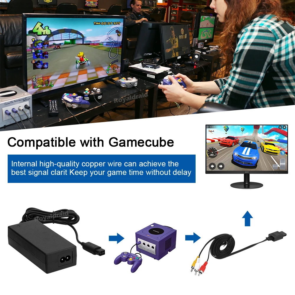 EU/US/UK/AU Plug AC Adapter Power Supply for GameCube Video Game Console Charger for NGC AC/DC Adapter 100-240V