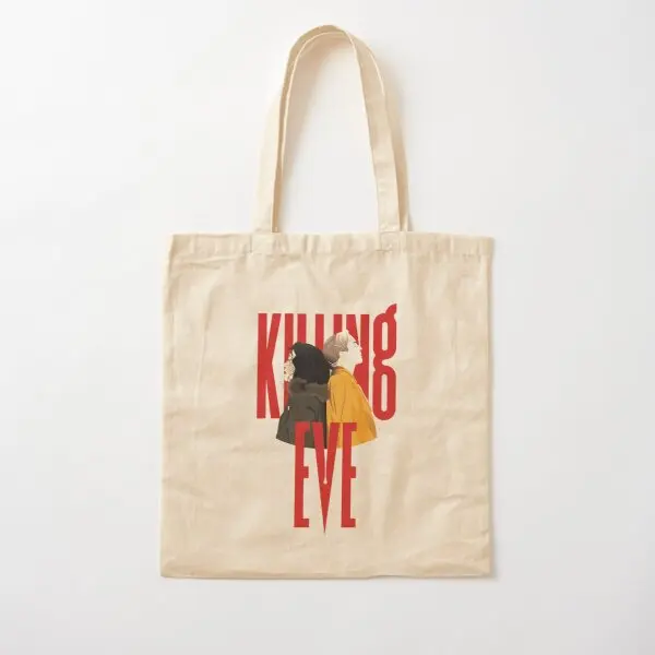 

Killing Eve Cotton Canvas Bag Shopper Printed Women Unisex Foldable Fabric Designer Ladies Grocery Reusable Shoulder Bag Tote