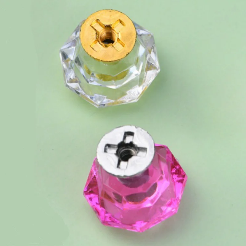 2Pcs Colourful Diamond Shape Design Plastic Crystal Knobs Cupboard Drawer Pull Kitchen Cabinet Door Wardrobe Handles Hardware