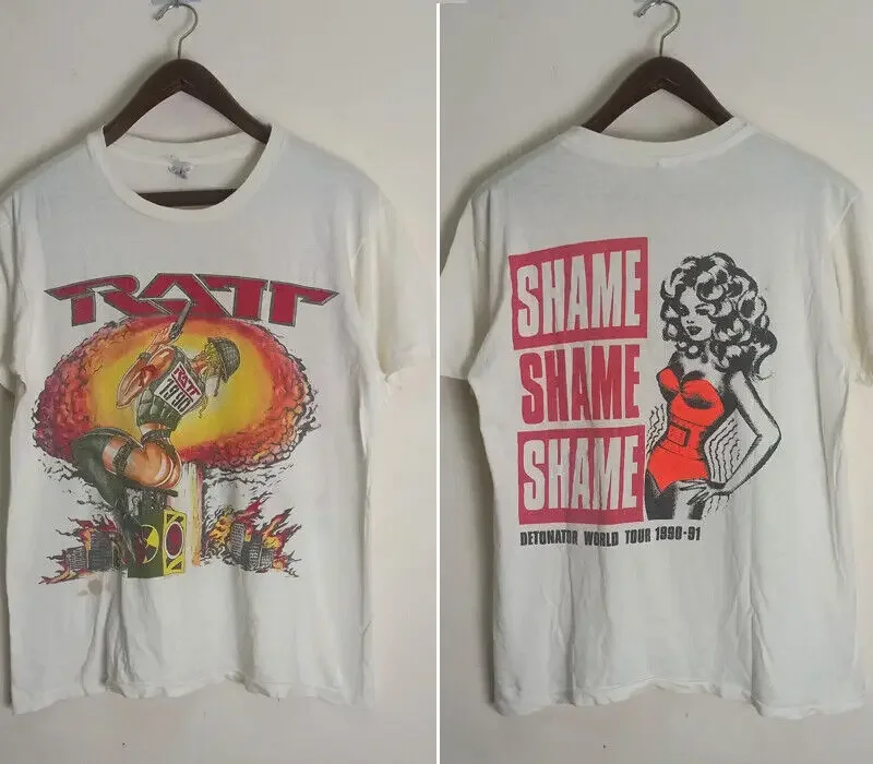 1990 Ratt Detonator World Tour 1990-91 T Shirt 2 sided tee Unisex