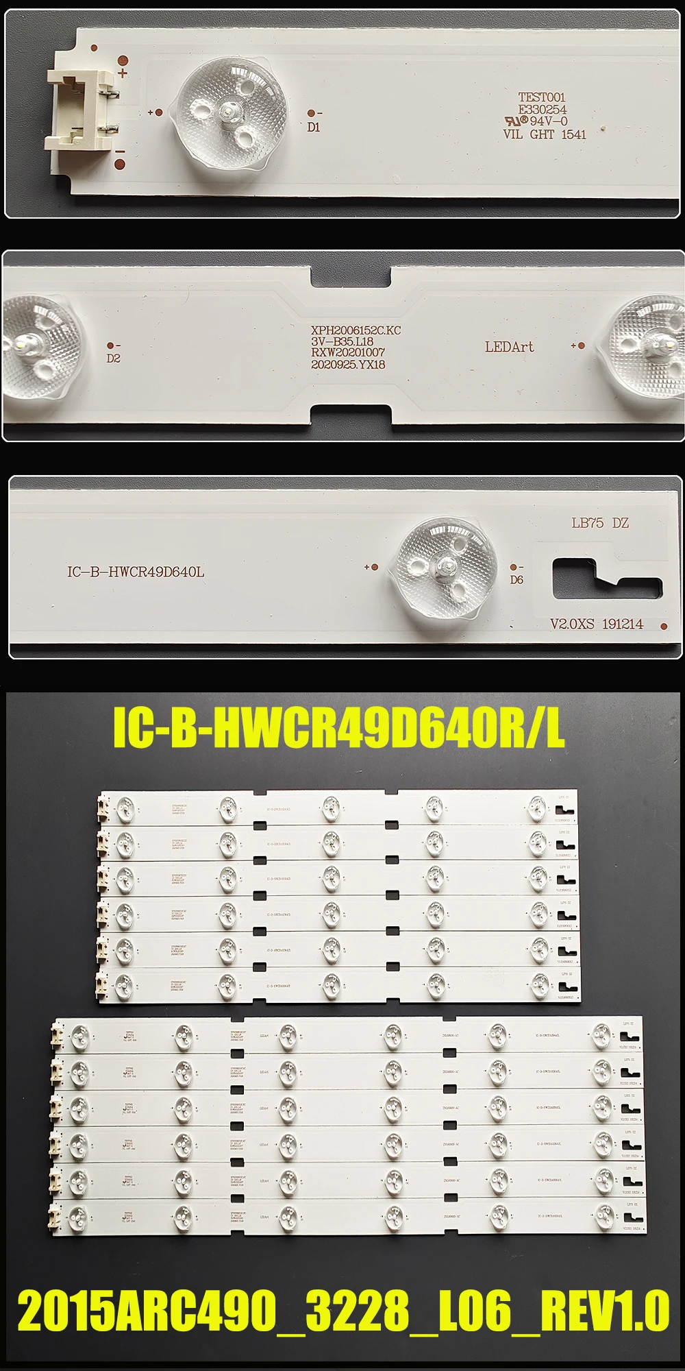 49LENZA6627 49VLE6565BL 49VLE6523BL, Samsung 2015 ARC490 IC-B-HWCR49D640R 00176A, 12PCs