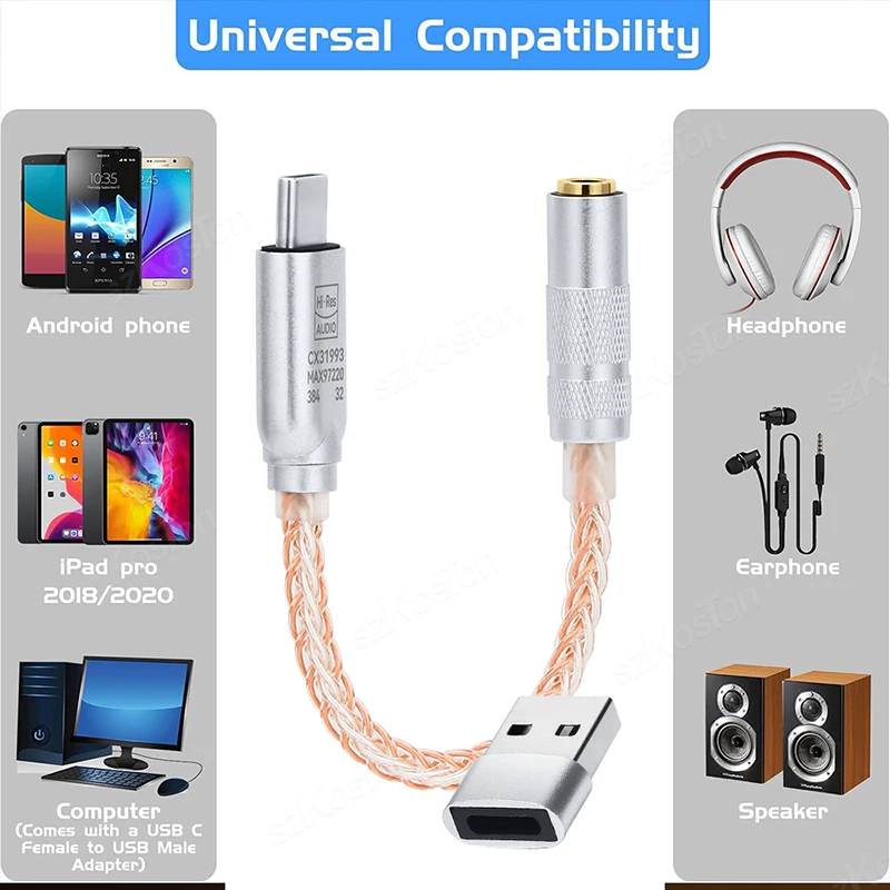 Type C to 3.5mm Headphone Amplifier CX31993 MAX97220 Dual Chip Audio Decoder IEM AMP Smartphone Adapter For iPhone15 Samsung