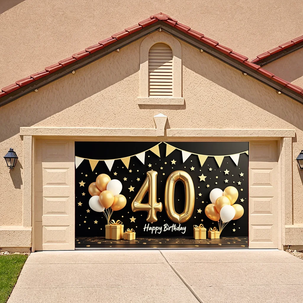 Geburtstag Banner Ballon Dekoration 40. Geburtstag Feier Banner Gold Thema Foto Requisite für Urlaub Feier Geburtstag – Detail 5