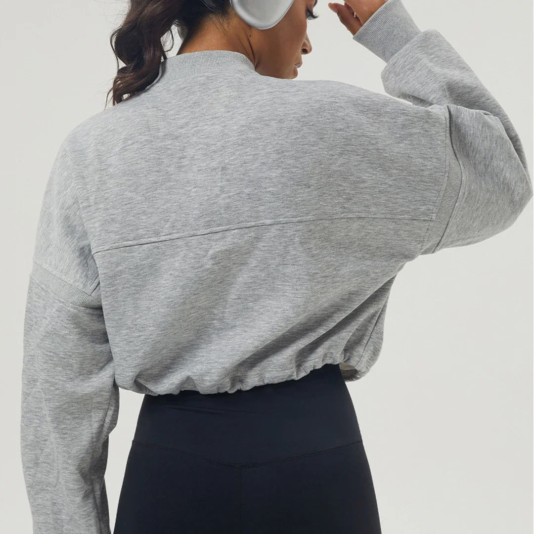 bunny Hoodies Half Zip Swearshirt Winter Fashion Clothing Zipper Crop Top Women Yoga Wear Sport Exercise Pullover