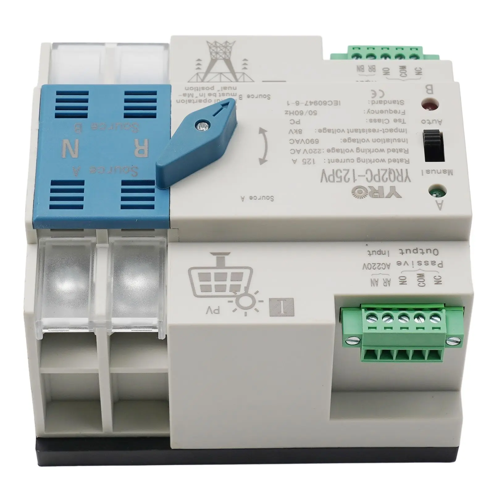 

1pcs Brand New Transfer Switch Control Switches 2P125A Automatic Changeover Switch Generator PC Insulation Type
