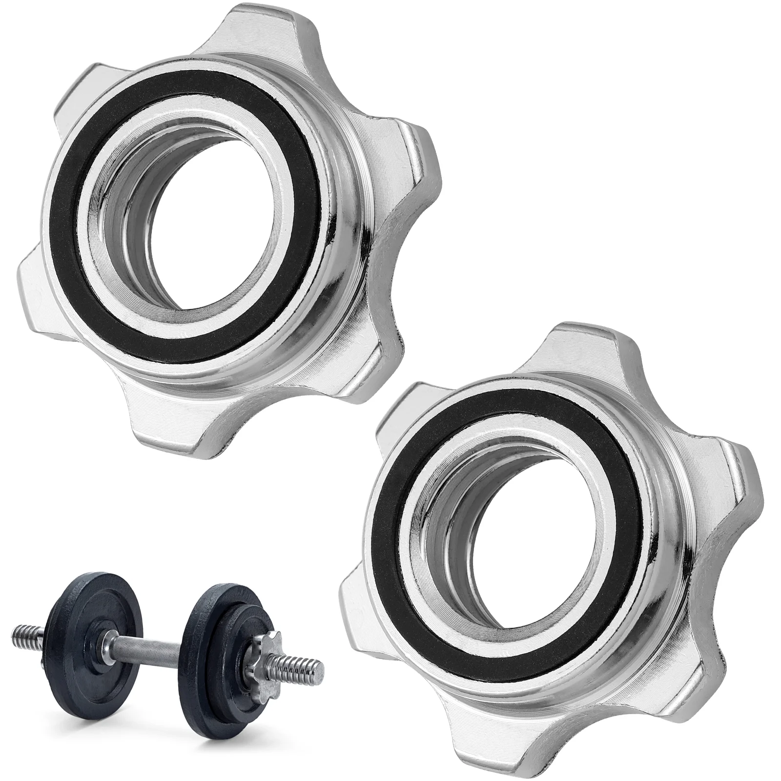 

Pair of Collars For 1Inch Dumbbell Bars, 25cm Anti- Hex Nut- Dumbbell Bars Replacement Accessories