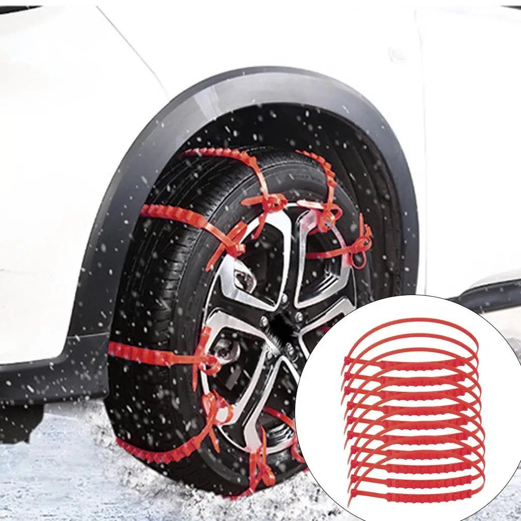 10PCS Snow Tire Chain Anti-Skid Belt for Car Truck Emergency Winter Driving