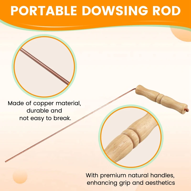 Copper Dowsing Rods Kit For Divination Tool-Natural Wooden Handles Divining Rods