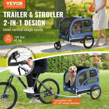 SucceBuy 2-in-1 Dog Bike Trailer & Pet Stroller – 100 lb Bicycle Carrier 2