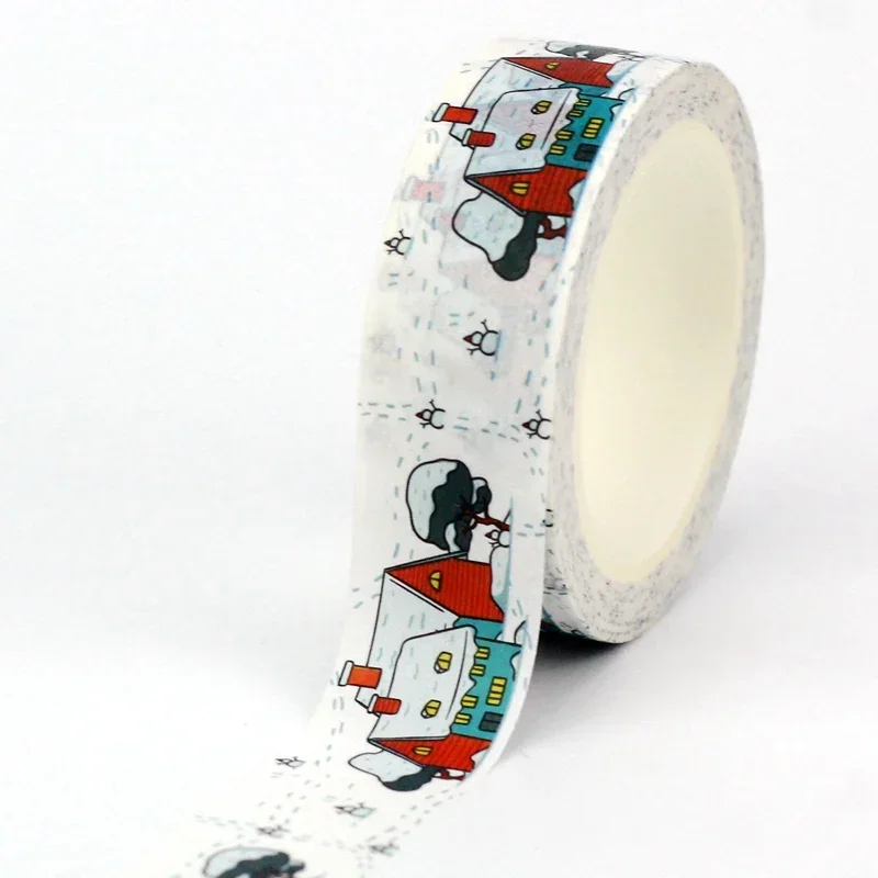 

1PC 10M Decor Winter Snow Houses Washi Tape for Diary Gift Wrapping Adhesive Masking Tape Cute Journal Stationery