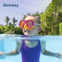 Bestway 22048 3 Colours/1pc Pool Goggles, Glass Diving Goggles, Adult Swimming Goggles with Nose Mask, Professional Snorkelling 2