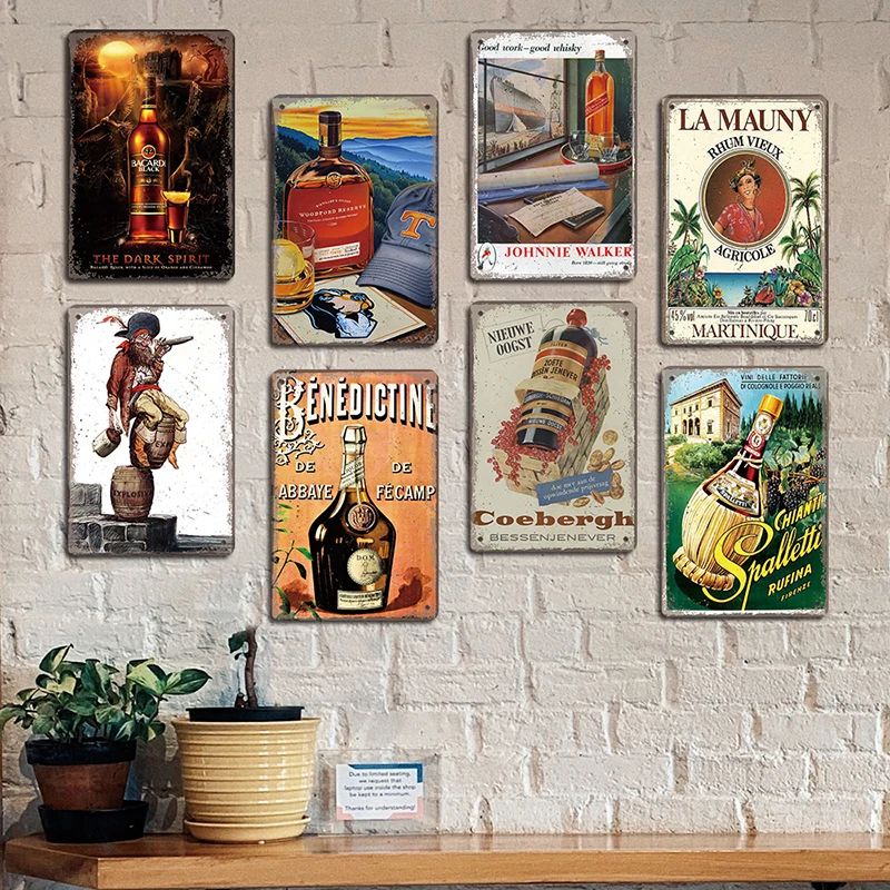 Rum Brand Plaque Vintage Metal Tin Signs Captain Mermaid Metal Poster Retro Wall Art Decor for Bar Pub Club Living Room Home