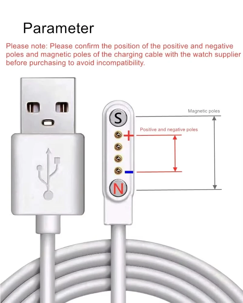 Universal USB Magnetic Smart Watch Charging Cable, 2/4 Pins