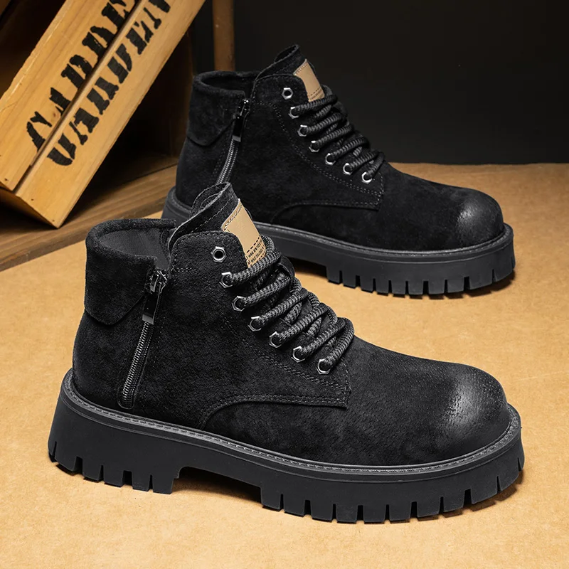 ML new high-top lace-up boots work leather shoes