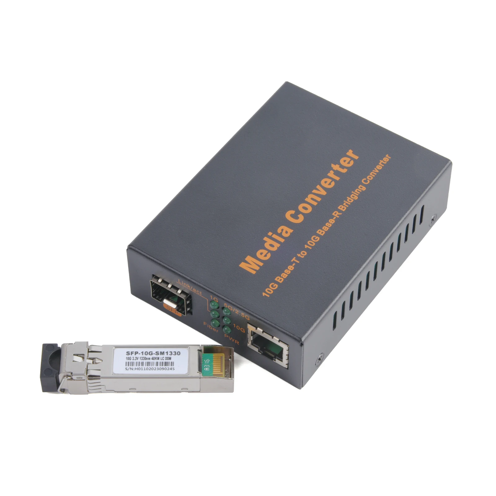 1PCS 10G SFP Media Converter 1 SFP to 1 RJ45 Transceiver 10Gbps Fiber Optic Switch With 10KM/20KM/40KM LC Module