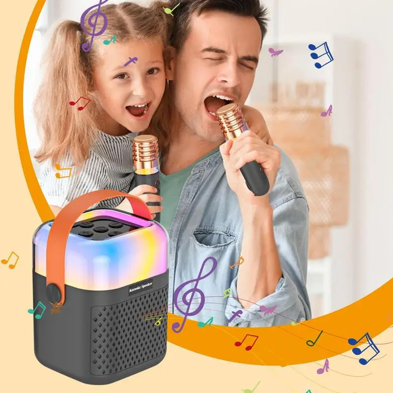 Boy Karaoke Machine Small Karaoke Singing System Portable Outdoor Speaker Singing System With 2 Wireless