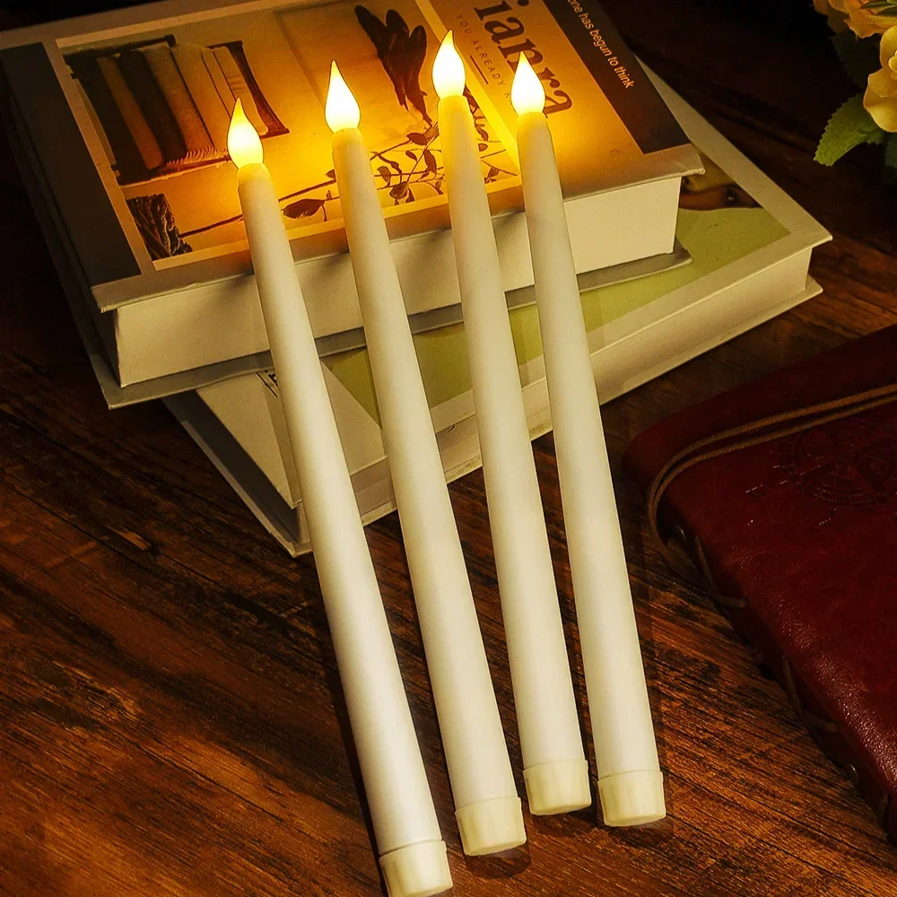 6 pezzi Candele coniche a LED, Candele coniche senza fiamma con Telecomando, 27.5 CM avorio a batteria LED finestra candele,Candele da Finestra per la decorazione di Natale Matrimonio Festa