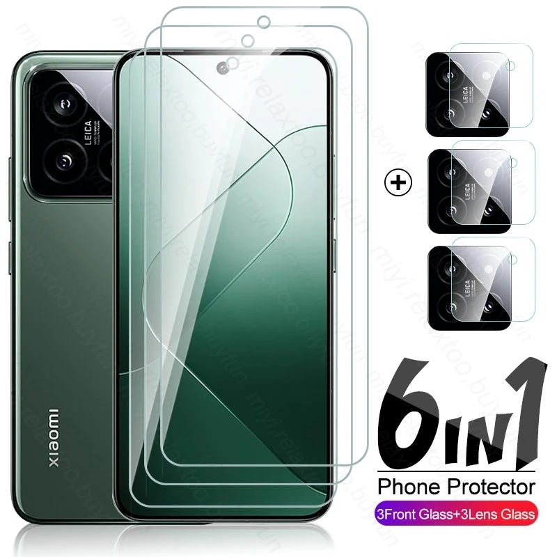 

6In1 Tempered Glass Screen Protectors For XIaomi14 Xiaomi Mi14 Mi 14 5G 23127PNOCG 6.36" Camera Glass On Xiomi Xaomi Xiami 14 5G