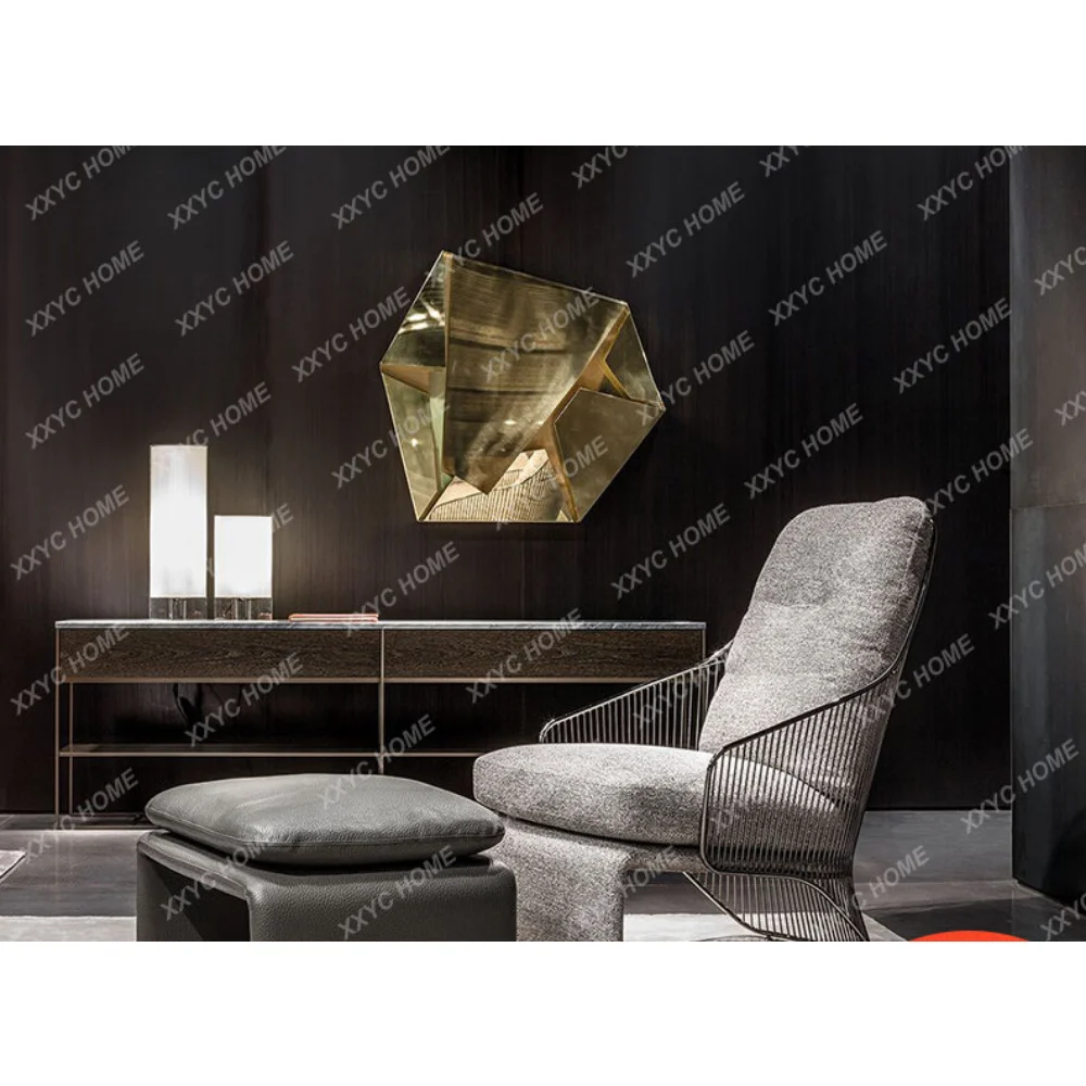 

Italian Special-Shaped Metal Single-Seat Sofa Chair Hotel Reception Model Room Leather Fabric Leisure Armchair