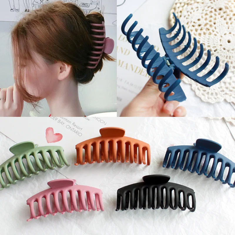 2022 Korean Solid Big Hair Claws Elegant Frosted Acrylic Hair Clips Hairpins Barrette Headwear for Women Girls Hair Accessories hair bow for ladies