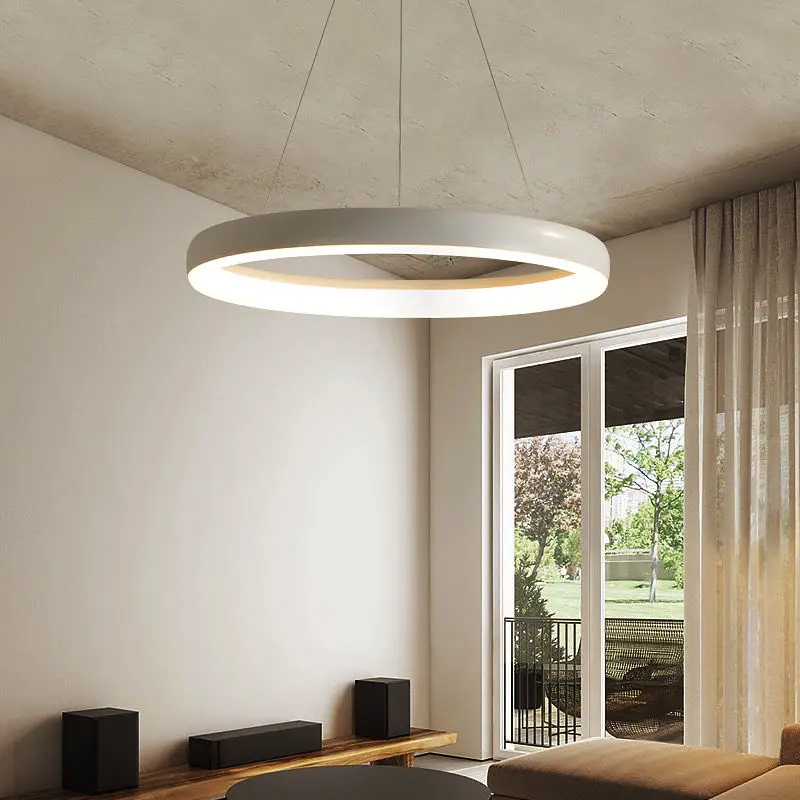 Circular living room chandelier Modern Minimal Restaurant Light Creative Bedroom Hall Lighting Nordic LED room chandelier