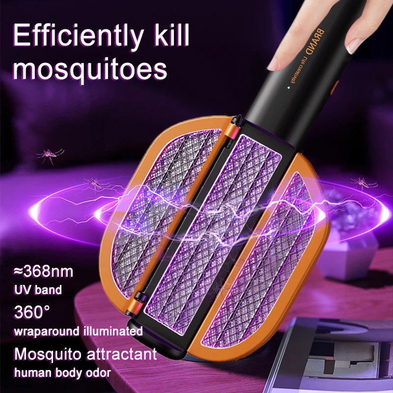 

Foldable Mosquito Swatter Electric Flie Bug Killer Swatter USB Rechargeble UV Trap Racket Anti Insect Kill Fly Household Zapper