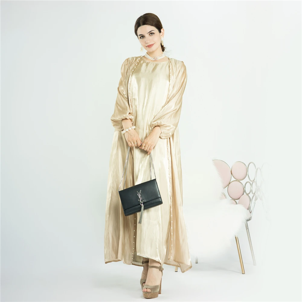 MD Dubai Turkey Ramadan Abayas For Women Muslim Two Piece Sets Long Dress Moroccan Caftan Islamic Clothing Musulman Ensembles
