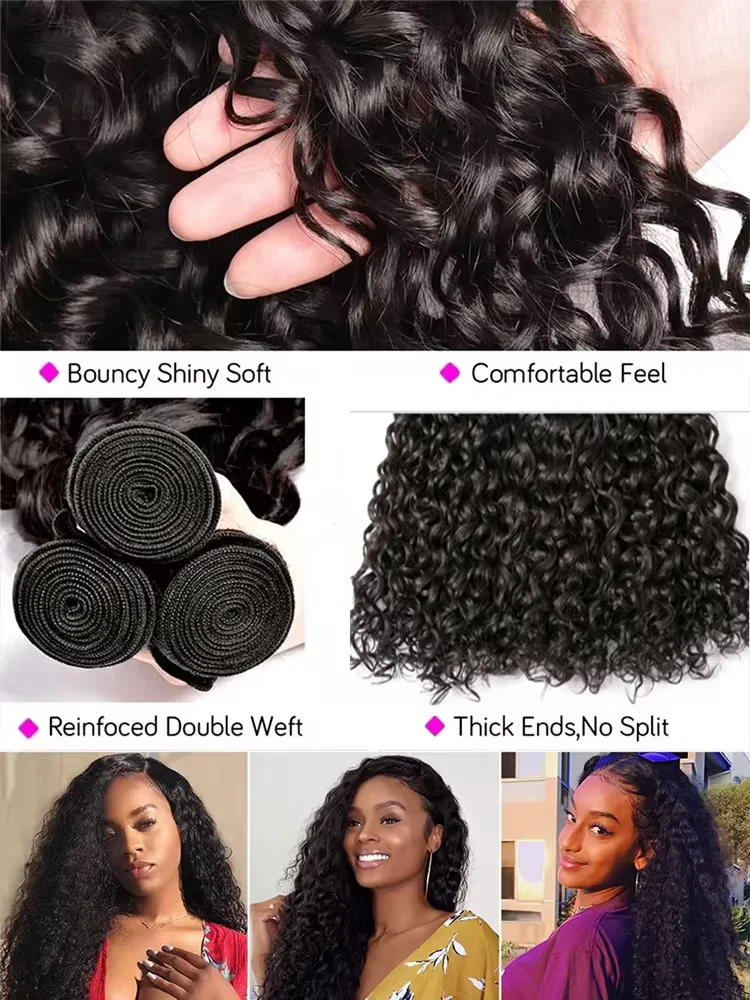 12A Deep Wave Bundles Human Hair Unprocessed Virgin Hair Cheap Wet And Wavy 3/4 Bundles Deal Peruvian Curly Wave