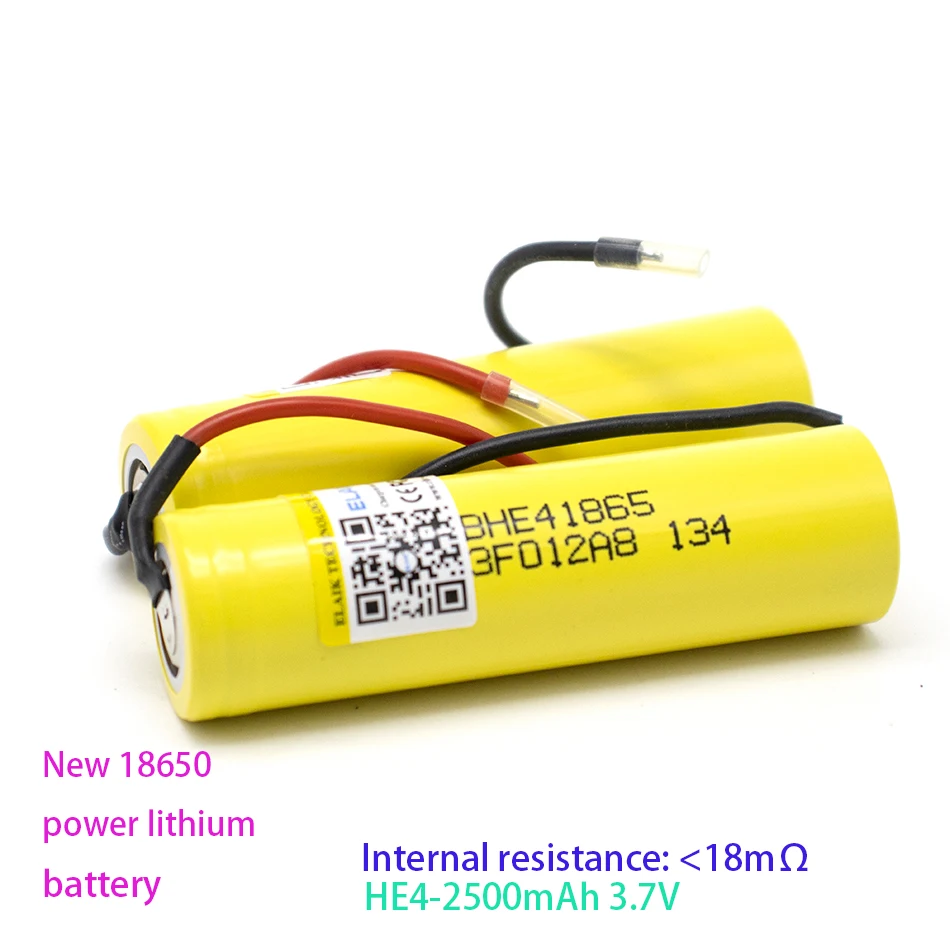 18650 3.6V 2500Mah * 4Pcs Batterie Al Litio Ricaricabili A Celle Metalliche He4-Wire Celle