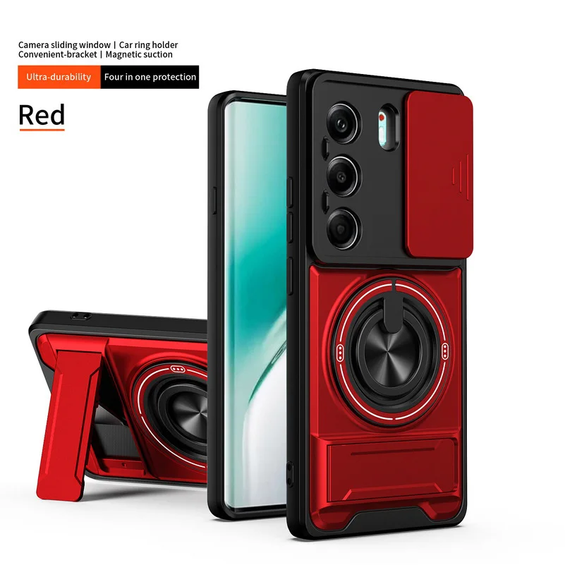 Enhanced 2-in-1 Ring Grip Magnetic Car Holder Case with Lens Protection