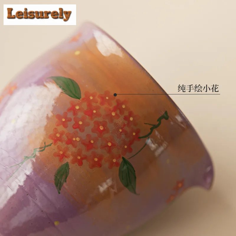 140ml Hand Drawn Small Flower Tea Pitcher Pour Tea Cha Hai Dispenser Justice Cup Oolong Tea Fair Mug Tea Ceremony Supplies Gift